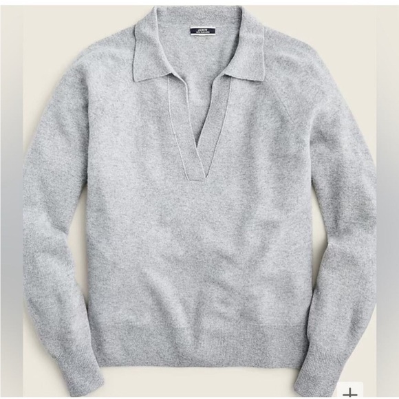 J. Crew Cashmere Collared V Neck Pullover Sweater medium Gray Minimalist luxury - Picture 9 of 9